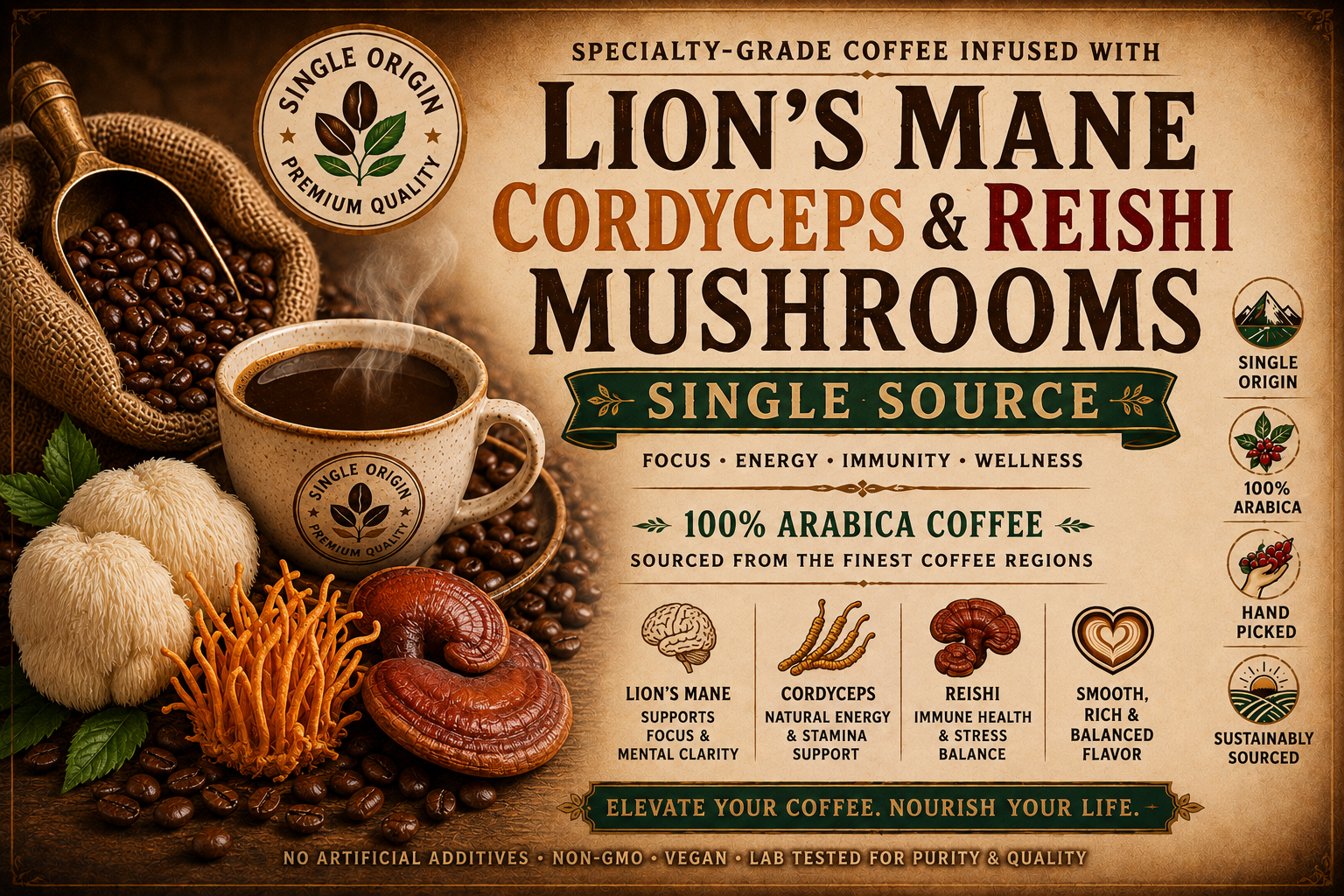 Coffee with Mushrooms Medium Roast